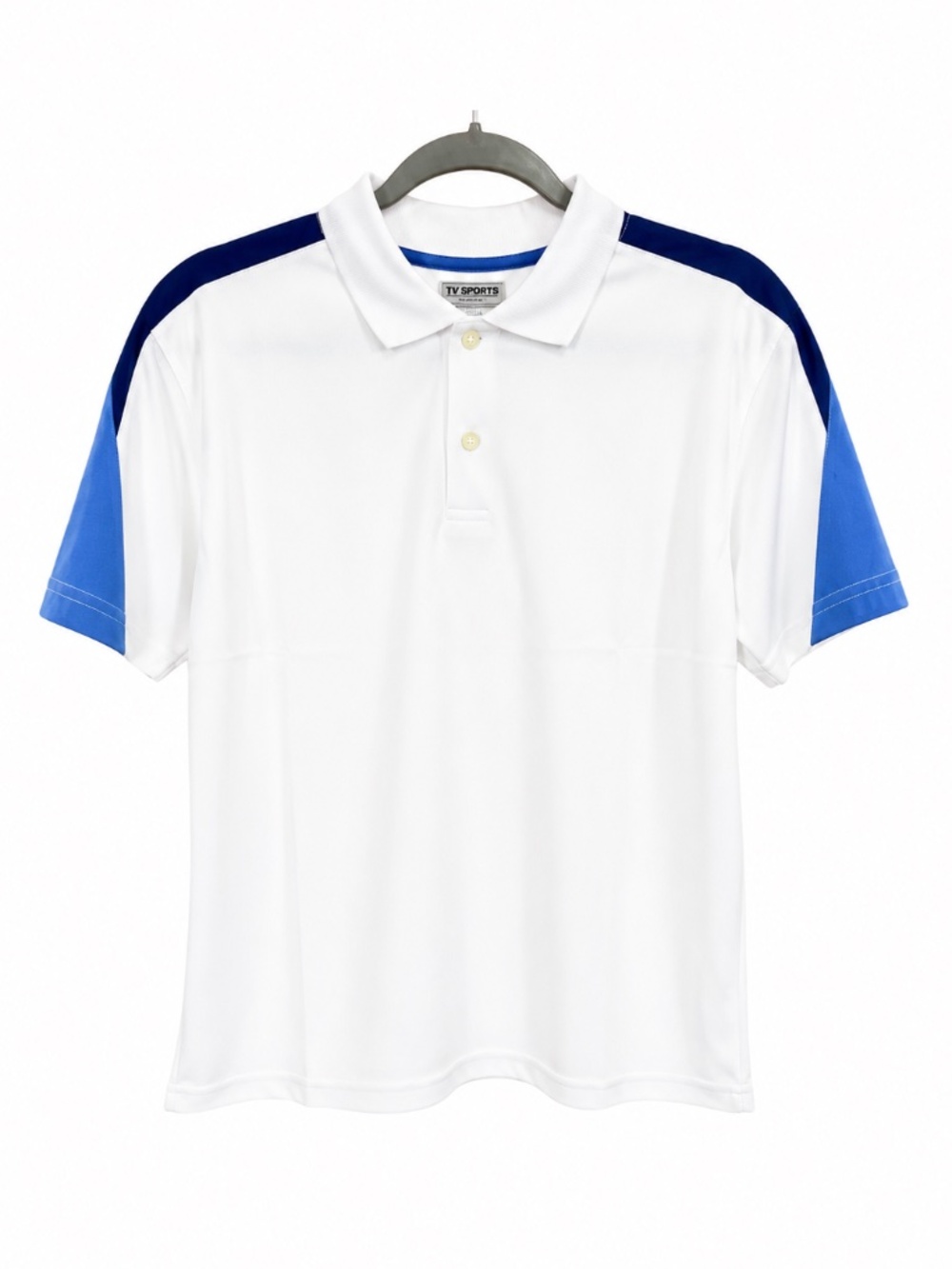 NWT TV Sports White & Blue Tennis Polo Shirt Size Large